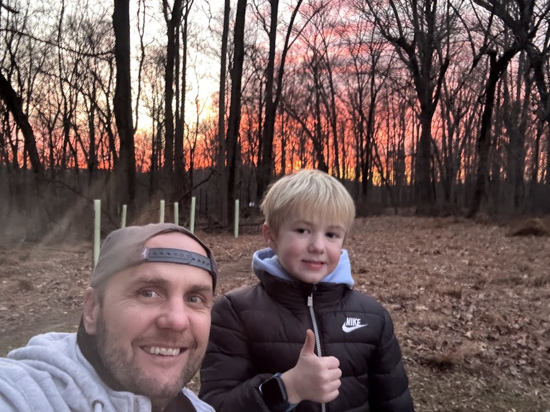 Matt and Oliver on a hike