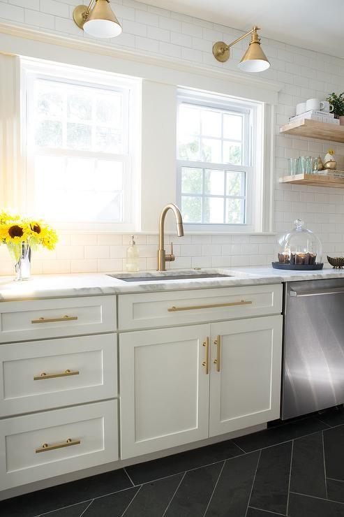 GE Cafe series appliances with brass finish