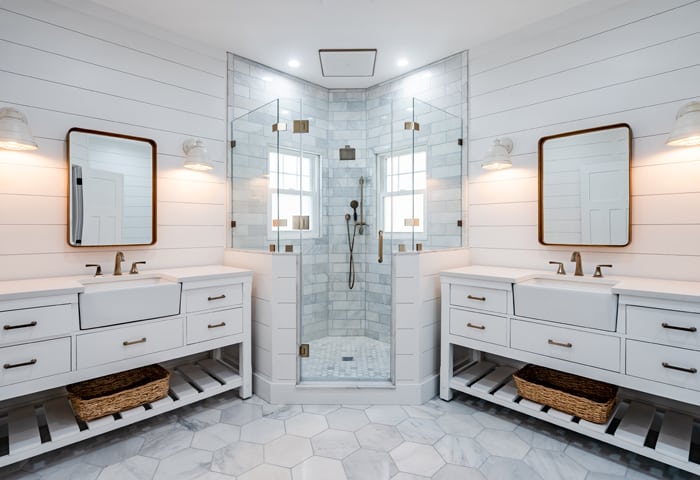 Downingtown modern farmhouse master bathroom