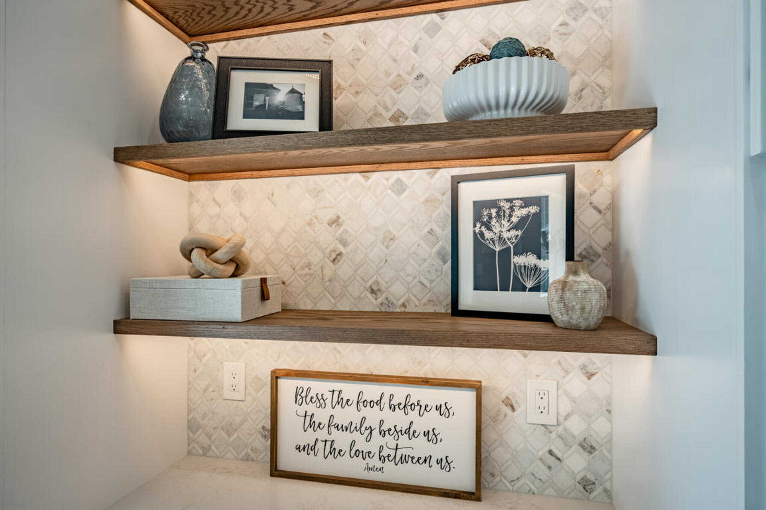 Downingtown Montana Drive built-in living room shelving with LED accent lighting and shaker cabinetry