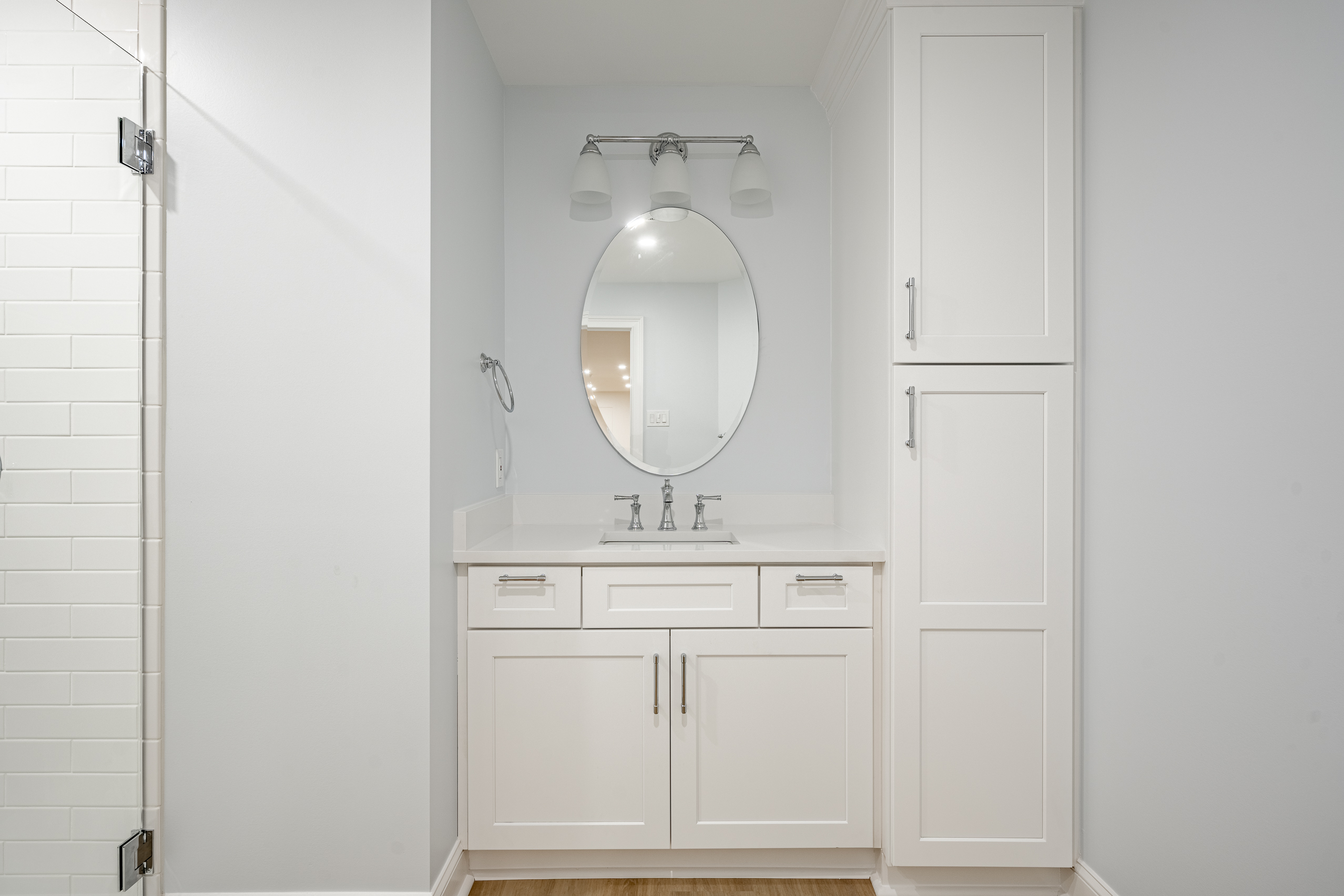 Craftsworth Construction bathroom - vanity detail with linen cabinet