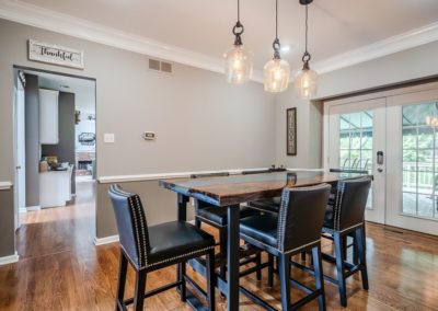 West Chester PA Home Renovation of Living Room Dining Room and Custom Dining Room Farm Table